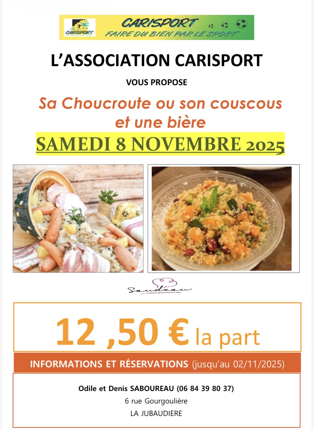 🥘Choucroute ou Couscous – Carisport vous régale